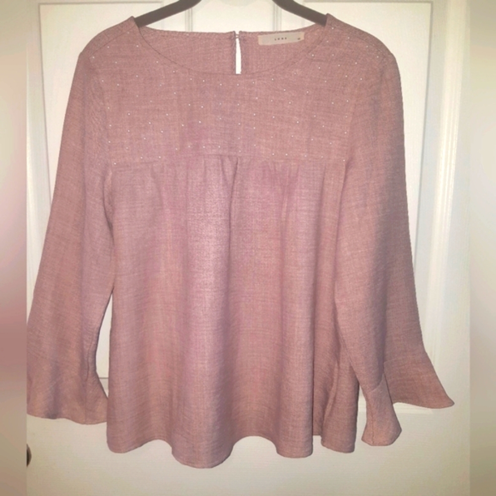 (XS)🎀 Luna 🎀Vintage Pearl Embellised Blouse Ptp 18"×L23"
